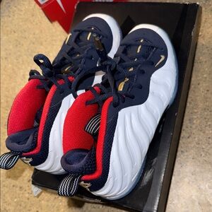 Nike Little Posite One Kids Sneakers - White, Black, and Red